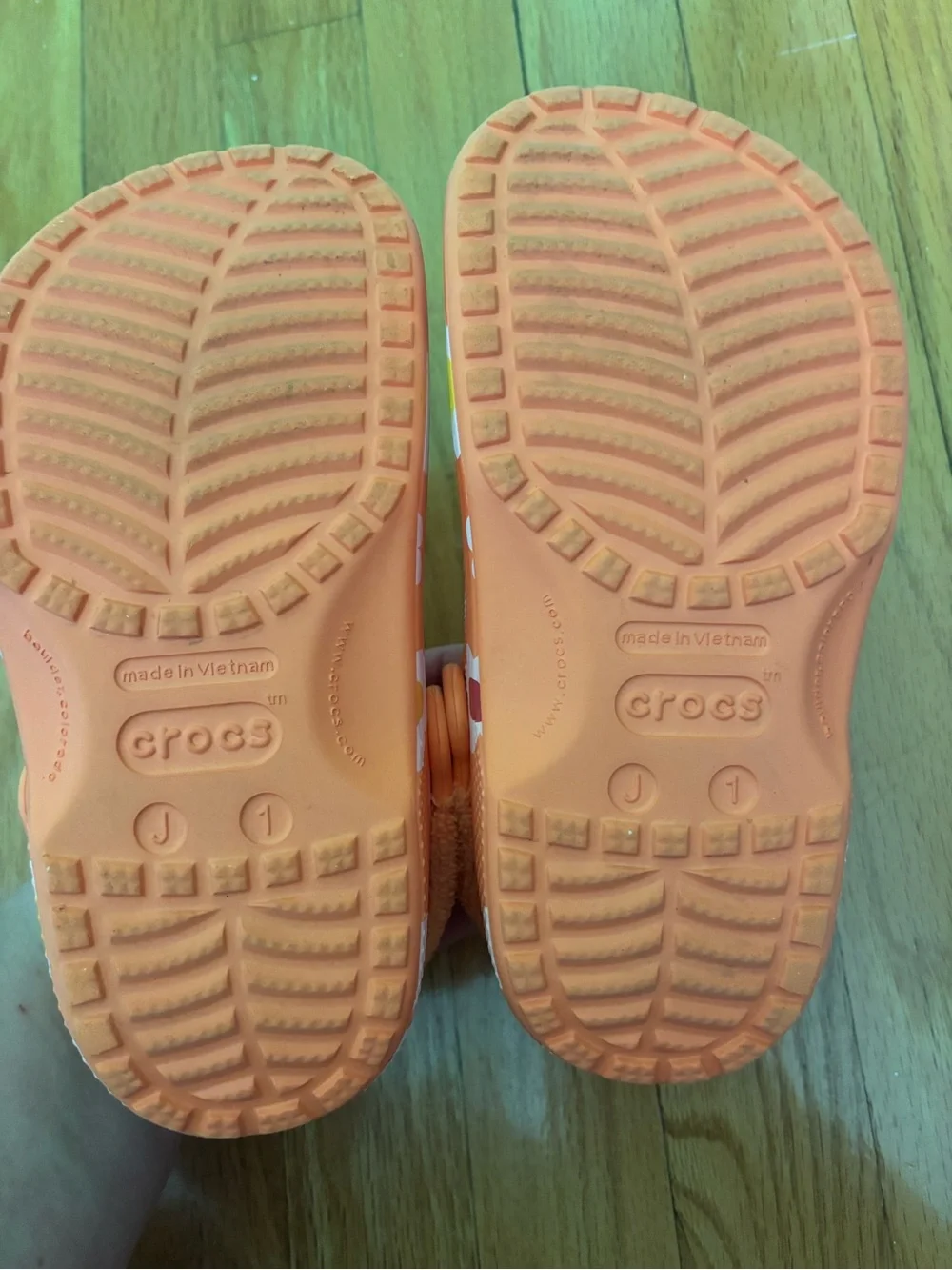 Kids Orange Floral Crocs Size 1